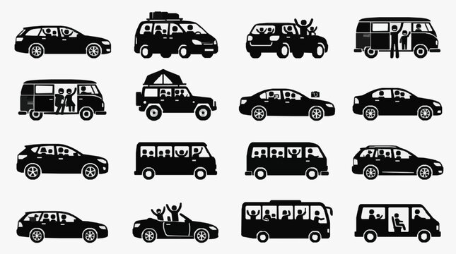 Vintage and Modern Vehicles Lineup Collection.