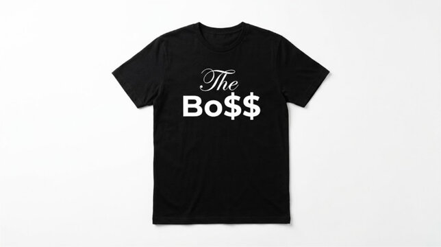 Black the bo t shirt with white text for business and leadership style