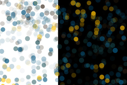 Glowing round particle pattern illustration with yellow and blue bokeh elements