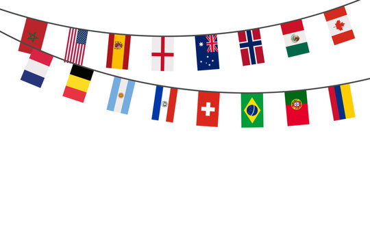 International national flags garland banner with copy space
