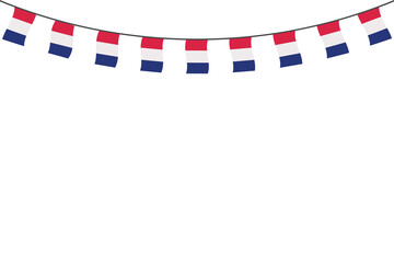 Obraz premium French flag bunting decorations isolated on white background, perfect for European national events.