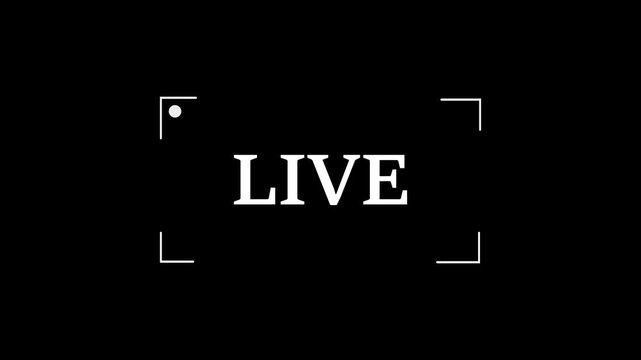 A live status message in camera viewfinder frame for live streaming broadcasting digital media and professional video recording technology projects.
