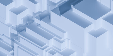 Fototapeta premium Abstract blue geometric 3d blocks background