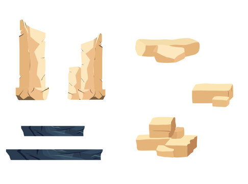  stylized environmental elements, various rock formations, and ruined columns