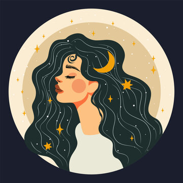 Virgo zodiac sign, colorful illustration