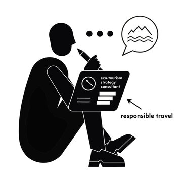 Consultant works on an eco-tourism strategy while sitting and thinking about responsible travel.