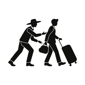 Travelers with luggage represent the movement of people across international borders today.
