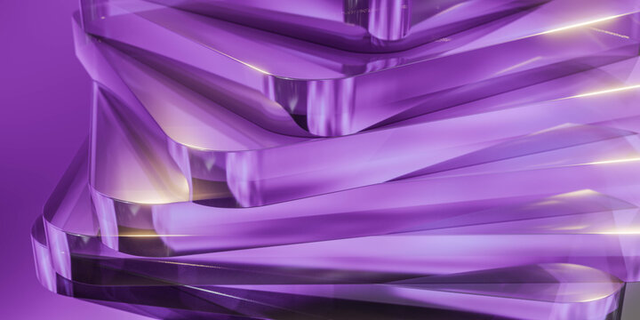 Abstract purple glossy folded ribbons