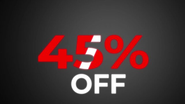 45% Off Sale - Black Friday.Black Friday 45 Percent Off Sale icon animated on black background.Ideal for shopping ads, social media story designs, ecommerce marketing, and seasonal sales campaigns.