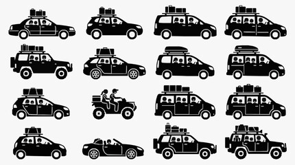 Obraz premium Vehicles Loaded with Luggage and Gear.