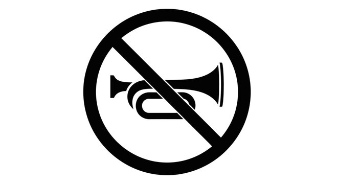 No honking sign black silhouette isolated on white background