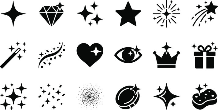 Black fantasy and magic icons set