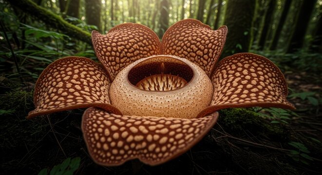 rare giant rafflesia flower in forest