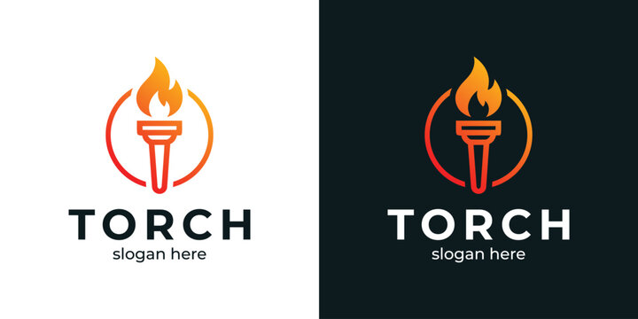 Creative illustration of abstract and simple torch logo design.