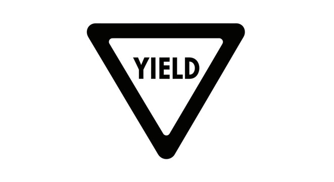 Yield traffic sign symbol indicating caution and priority to other vehicles