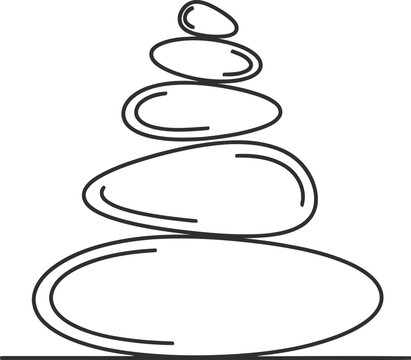 Minimalist black and white vector illustration of stacked zen stones