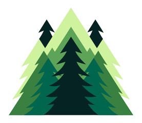 Obraz premium Stylized layered evergreen pine forest illustration.