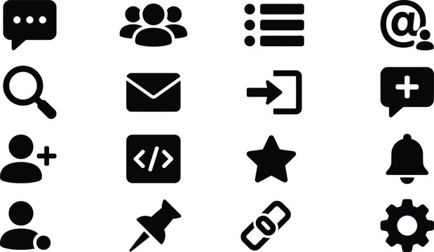 Black and white communication icons set