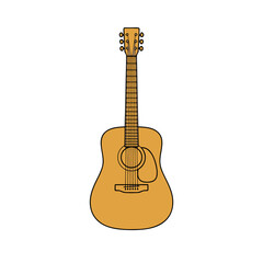 Obraz premium Classic acoustic guitar illustration with wooden body.
