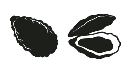 Oyster Shells Silhouette Black And White Marine Illustration © MdRakib