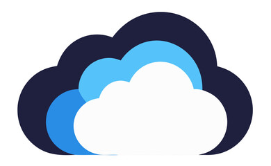Fototapeta premium Layered blue cloud icon with bold outline.