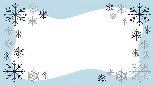 Snowflakes border frame with white space