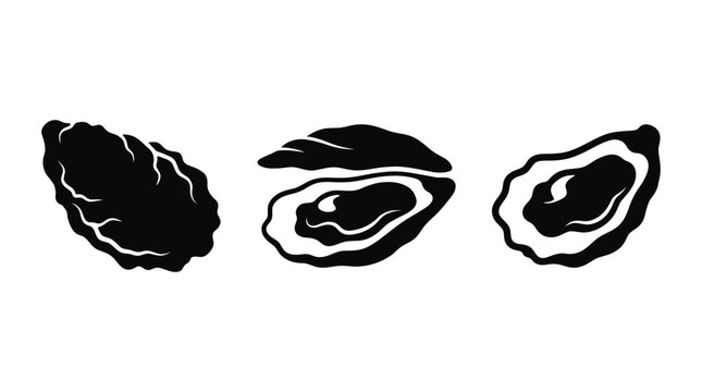 Oyster Shells In Black Silhouette oysters shell