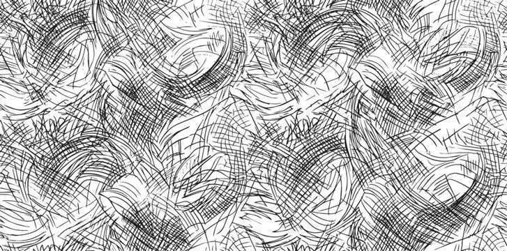 Abstract charcoal scribble pattern seamless texture backdrop.
