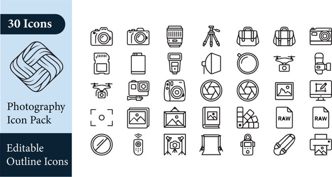 Photography Outline Icon Pack