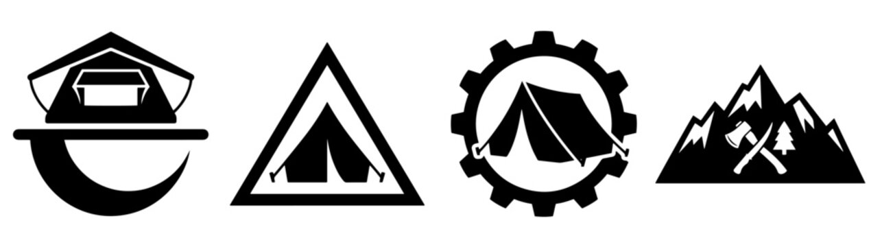 Minimalist Adventure Badge Vector Set 11 - Mountain Ridge Gear Icon Pack - Offroad SUV Basecamp Stencil Clip Art
