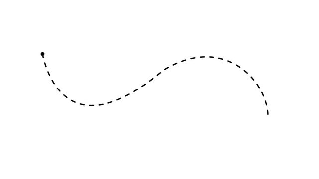 Glowing Transparent availableDotted wave arrow path. Curved navigation direction line. Hand drawn movement indicator. 4k video motion graphics