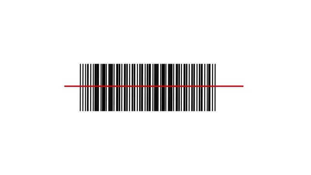 Red barcode laser scanner. Animation of scanning line movement from top to bottom.