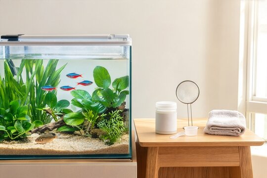 Freshwater Aquarium Care Supplies with Neon Tetra Fish