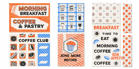 vintage cafe menu cards vector illustration breakfast © Shabita