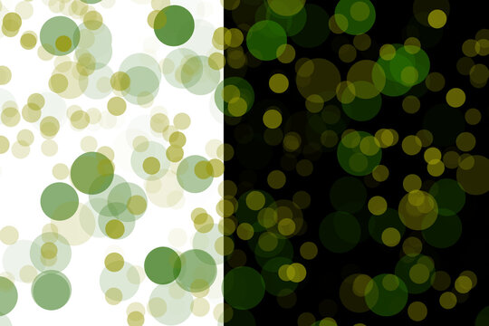 Glowing round particle pattern illustration with yellow and green bokeh elements