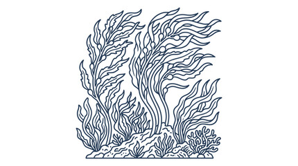 Fototapeta premium Underwater Kelp and Seaweed Outline Vector Illustration