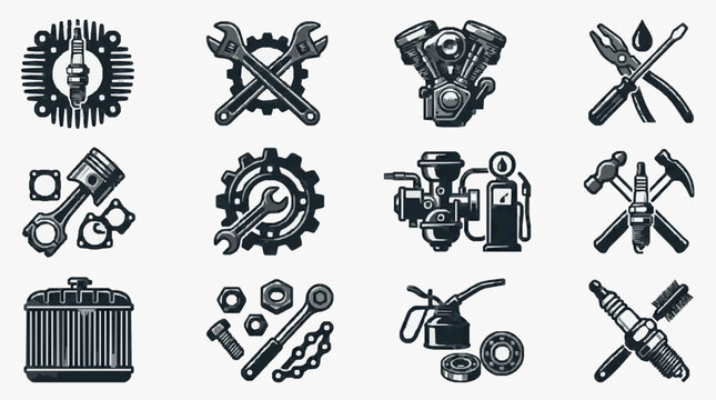 Mechanical Tools and Engine Components Collection.