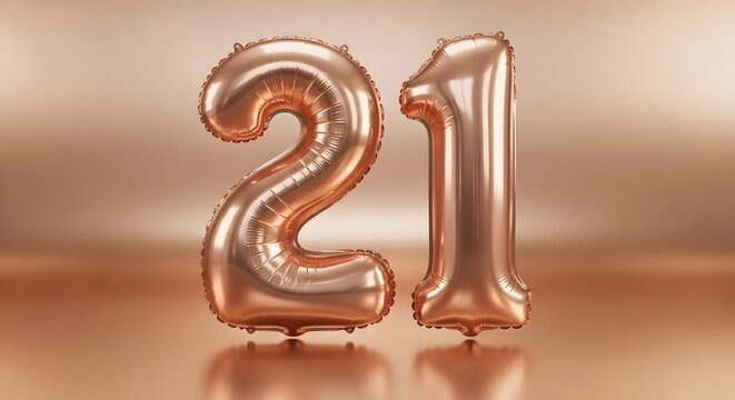 Rose gold 21st birthday decorations foil number balloons for mil