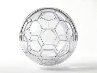 Naklejka premium Minimalist Glass Soccer Ball Sphere Decorative Art Element on White