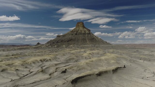 An Aerial Flyby of Factory Butte near Caineville, Utah