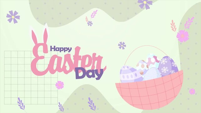 Happy Easter Day, Light Green Pink Background