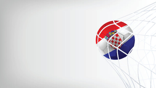 Goal Moment of Football Match with Flag of CROATIA in Ball
