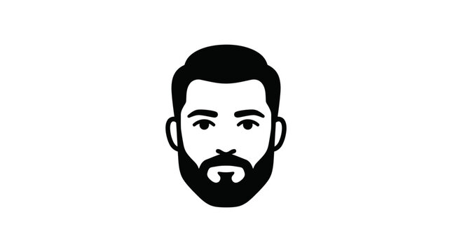 Bearded Man Face Icon Silhouette - Modern Graphic Design for Male Grooming and Style