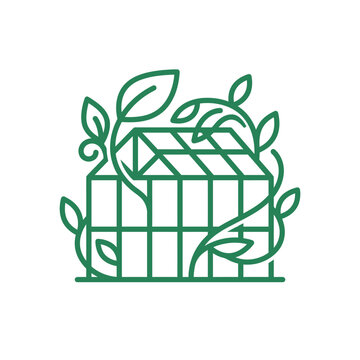 Industrial Green Line Art of Raspberry Pi Computer Board with Plant Leaves Design with high quality professional line art symbols for modern creative design and digital branding projects
