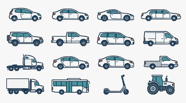 Diverse Vehicles Lineup Collection.