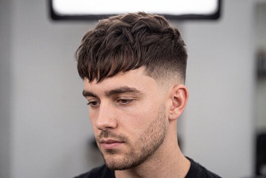 Young man with a stylish textured crop haircut and a skin fade