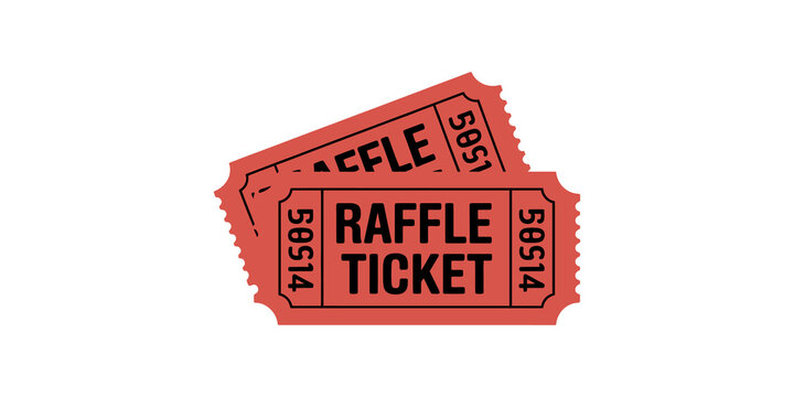 Two red raffle tickets silhouette icon for an event or lucky draw prize