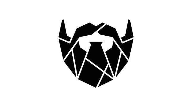 Geometric beard icon, abstract style, black and white, modern logo design