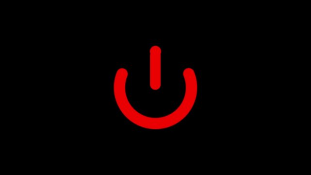 glowing neon green color power button animation icon screen turn on off close animated on black background. On Off technology icon 4k animated stock footage. 4k video.