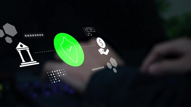 Secure financial transaction concept with digital payment protection interface, representing banking security, payment authorization, fraud prevention, online finance, digital trust, cybersecurity.